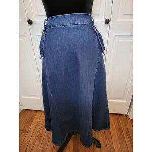 Belle Poque Denim Medium Wash Trumpet Skirt XL Pockets Equestrian Western Modest